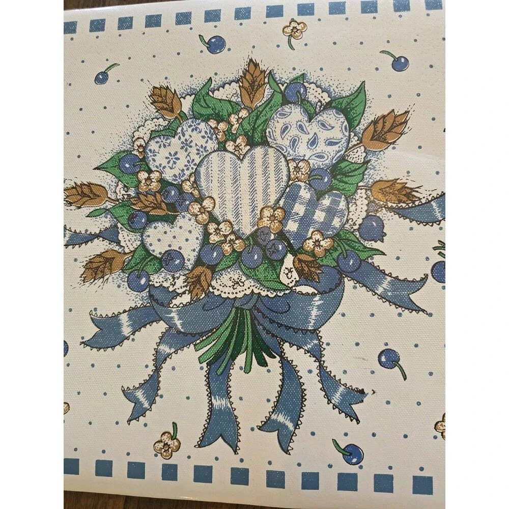 HTF Vintage B&D Blueberry Hearts Vinyl Placemats Set 4 Tabletops Unlimited 90's